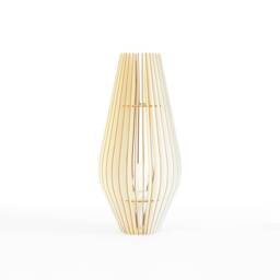 "Scandinavian Wood & Cardboard Table Lamp With Minimalist, Eco-Friendly, Cocoon Design, Recycled Materials, Kido ""Castanea" - thumbnail 3