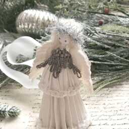 Christmas Angel Decoration, White Fairy Tree Topper, Fairytale Paper Sculpture , Shabby Chic Art Doll - thumbnail 2
