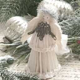 Christmas Angel Decoration, White Fairy Tree Topper, Fairytale Paper Sculpture , Shabby Chic Art Doll - thumbnail 4