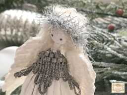 Christmas Angel Decoration, White Fairy Tree Topper, Fairytale Paper Sculpture , Shabby Chic Art Doll - thumbnail 1