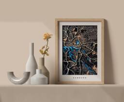 Wooden City Map Wall Art, Engraved Home Decor - Hamburg - thumbnail 1