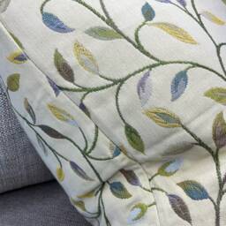 Countryside Voyage Fabric Cervino Yellow-Blue Leaf Trail Tapestry Cushion Cover - Handmade, Global Shipping - thumbnail 4