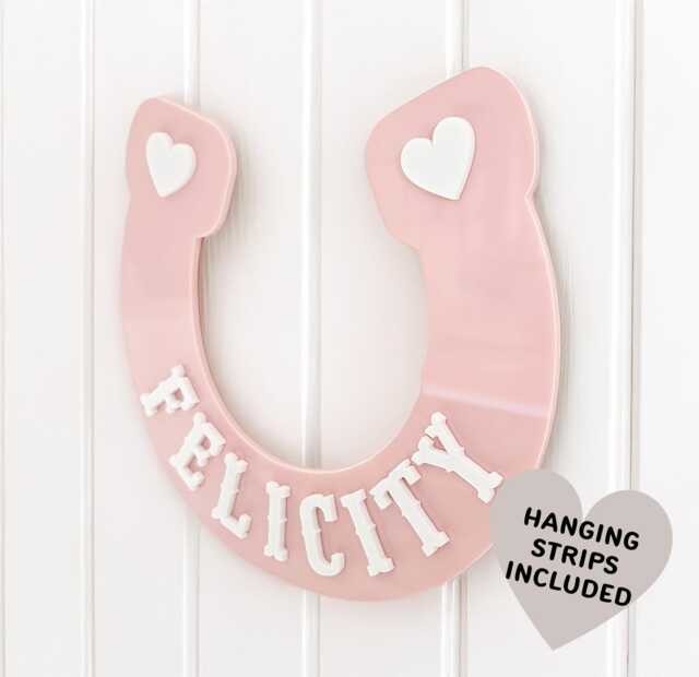 Custom Name Bedroom Door Sign/Horseshoe Horse Plaque - image 1