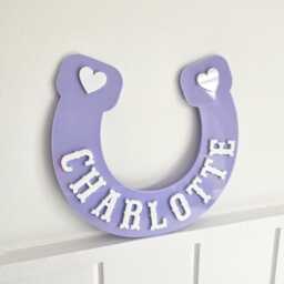 Custom Name Bedroom Door Sign/Horseshoe Horse Plaque - thumbnail 2