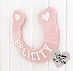 Custom Name Bedroom Door Sign/Horseshoe Horse Plaque - thumbnail 1