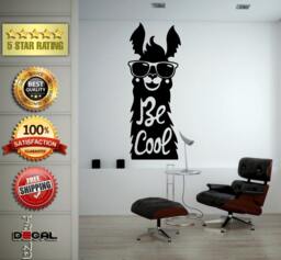 Be Cool Lama Animal With Glasses Shades Wall Decal Vinyl Sticker Mural Room Decor L1759