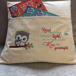 Embroidered Children's Reading Cushion With Pocket Personalised Story Time Gift - thumbnail 3
