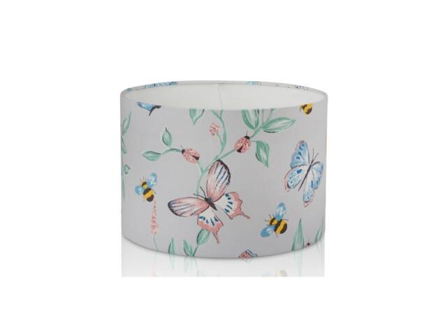 Butterfly & Bee Lampshade, Blue Pink Ceiling Pendant, Handmade - image 1