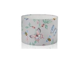 Butterfly & Bee Lampshade, Blue Pink Ceiling Pendant, Handmade - thumbnail 1