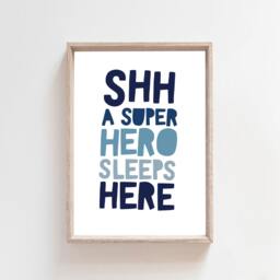 Superhero Nursery Print, Wall Art, Boys Bedroom Prints, Playroom Decor, Blue Print - thumbnail 2