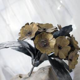 ??etal Flower, Primrose Bouquet, Primula Metal Sculpture - Steel & Brass, By The Steel Style Things - thumbnail 4