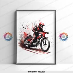 Speedway Wall Art - Set Of 3 Prints - Motorcycle Print Motocross Posters Motor Bike Artwork Boys Room Decor Red Dirt - thumbnail 3