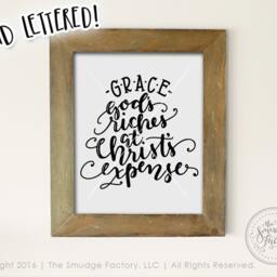 Grace Bible Verse Print, Hand Lettered Christian Wall Art - Digital Download - thumbnail 2