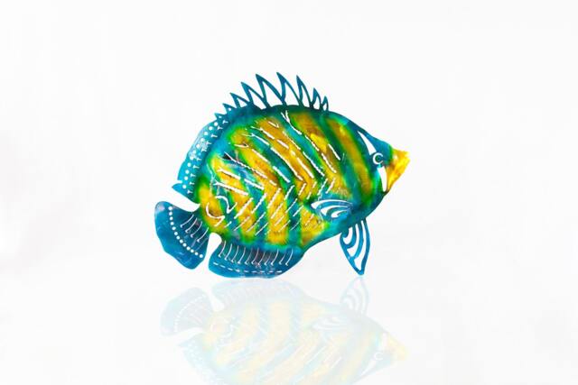 Metal Butterfly Fish Wall Art, Hand Hammered Aluminum, Ocean Decor - image 1