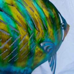 Metal Butterfly Fish Wall Art, Hand Hammered Aluminum, Ocean Decor - thumbnail 3