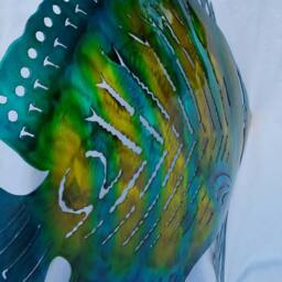 Metal Butterfly Fish Wall Art, Hand Hammered Aluminum, Ocean Decor - thumbnail 2