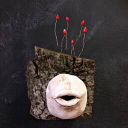 Listen, Sculpture Made With Modeling Clay & Wood - thumbnail 1