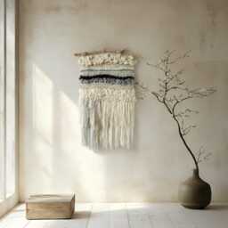 Textured Woven Wall Hanging Boho Tapestry Art - thumbnail 3