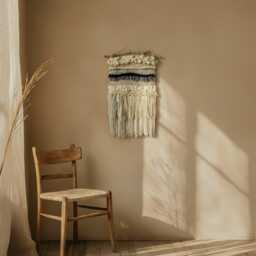 Textured Woven Wall Hanging Boho Tapestry Art - thumbnail 2