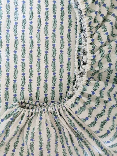 Floral Stripe Fitted Crib Sheet Green Vine Nursery Decor - image 1