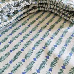 Floral Stripe Fitted Crib Sheet Green Vine Nursery Decor - thumbnail 3