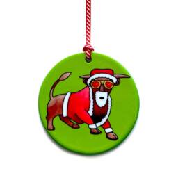 Set Of 4 Birmingham Bull Christmas Tree Decorations. UK Stocking Filler Or Gift For Secret Santa - thumbnail 2