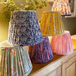 Handmade Gathered Fabric Lampshade French Cottage Style - thumbnail 2