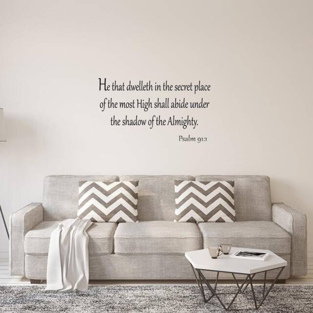 He That Dwelleth in The Secret Place Of Most High Shall Psalm 911 Wall Decal Bible Verse Scripture Christian Home Decor Vwaq-7061 - image 1