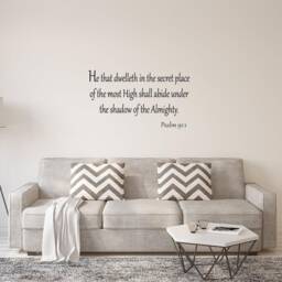 He That Dwelleth in The Secret Place Of Most High Shall Psalm 911 Wall Decal Bible Verse Scripture Christian Home Decor Vwaq-7061 - thumbnail 1