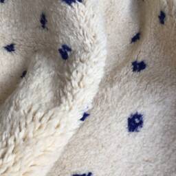 Vintage Beni Ourain Rug - Moroccan Handwoven Rug, Pure Wool, Ivory With Royal Blue Marks/160 X 280 cm 5.24 9.18 Ft /Code 041 - thumbnail 2