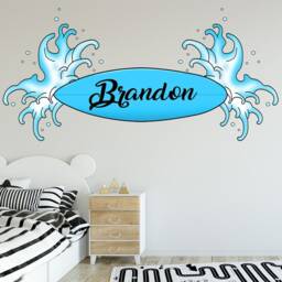 Custom Name Decal - Surferboard Wall Sticker Personalized Surfer Wall Decor Kids Room Art Vwaq-Su01-P - thumbnail 3