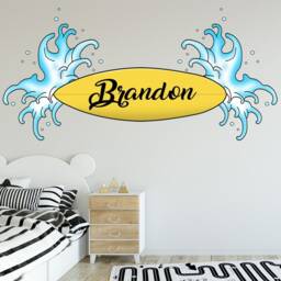 Custom Name Decal - Surferboard Wall Sticker Personalized Surfer Wall Decor Kids Room Art Vwaq-Su01-P - thumbnail 4
