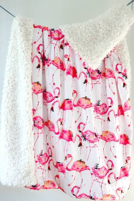 Large Youth Blanket. Adult Minky Pink Flamingos. Faux Fur Throw. Dream Custom Home Decor. Gift For Her - image 1