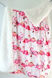 Large Youth Blanket. Adult Minky Pink Flamingos. Faux Fur Throw. Dream Custom Home Decor. Gift For Her