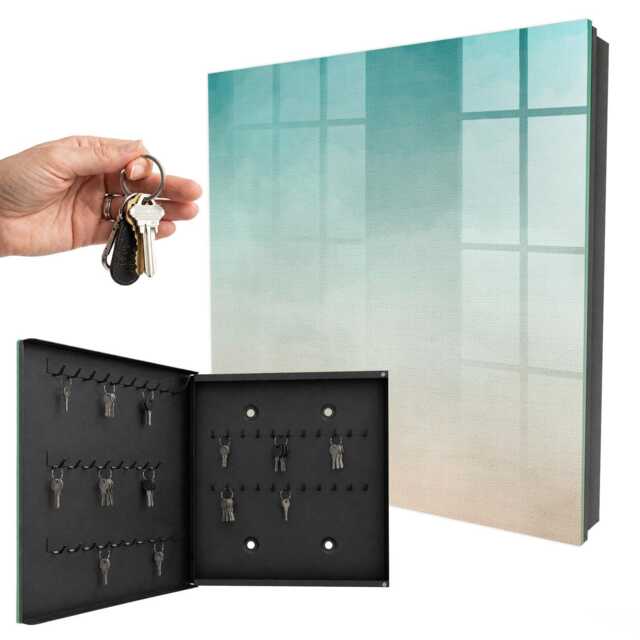 Delicate Gradient Wall Mounted Key Cabinet, Turquoise Box For Home, Minimalist Backgrounds & Patterns - image 1