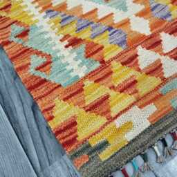 Classic Runner Rug, Handmade Artisan Afghan Turkish Scandinavian Navajo Bohemian Wool Flatweave Multicolour Kilim Rug 191x69 cm - thumbnail 2