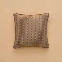 Handwoven Global Vibrant Reversible Ikat Cushion Cover - Golden, Orange & Green Olive Colours- 50x50cm, Boho Chic Trendy, Chord Piping - thumbnail 3