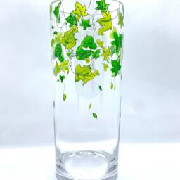Hand Painted Vase Green With Ivy For Flowers Birthday Gift - thumbnail 2