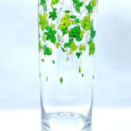 Hand Painted Vase Green With Ivy For Flowers Birthday Gift - thumbnail 3