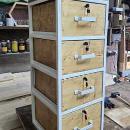 Industrial Filing Cabinet With Locks - Solid Metal Frame Wooden Drawers Office Storage Solution Handmade Rustic Furniture - thumbnail 4