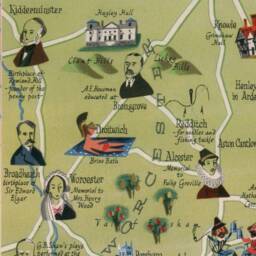Map Of The Shakespeare Country - A Dunlop Map Vintage Antique 1950 Stratford Oxford Warwick - thumbnail 3