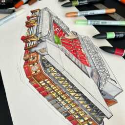 Anfield Drawing Inspired Christmas Bauble Drawing Design - Football Decoration Gifts Stadium Art - thumbnail 2