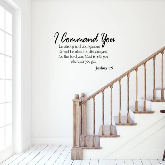 I Command You Be Strong & Courageous Wall Decal Bible Art Joshua 1-9 Vinyl Scripture Vwaq - image 1