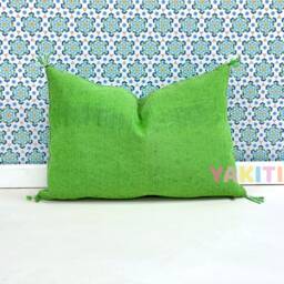 Yakiti-Green Square Moroccan Pillows, Aka Cactus Silk Pillow, Decorative Pillows, Sabra Pillows, Moroccan Decor Designer Cactus - thumbnail 3