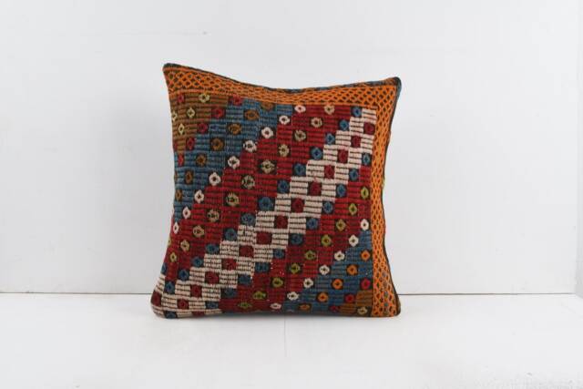 Vintage Turkish Kilim Pillow Cover Bohemian Cushion - 18''x18'' - image 1