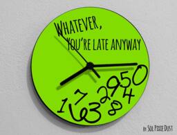 Whatever, You're Late Anyway/Round Green- Wall Clock - Rgb Led 5V Option - thumbnail 1