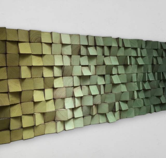 Handmade Reclaimed Wood Wall Art - Green Ombre Sound Diffuser - image 1