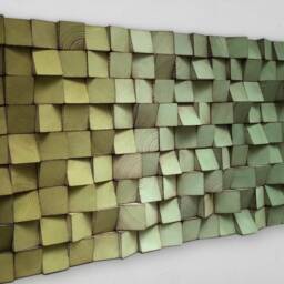 Handmade Reclaimed Wood Wall Art - Green Ombre Sound Diffuser - thumbnail 3