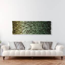 Handmade Reclaimed Wood Wall Art - Green Ombre Sound Diffuser - thumbnail 2