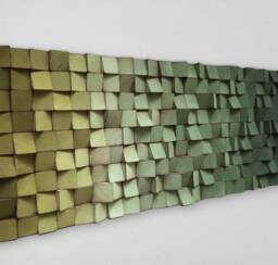 Handmade Reclaimed Wood Wall Art - Green Ombre Sound Diffuser - thumbnail 1